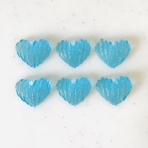 Clear Blue Squeezed Heart Cabochons
