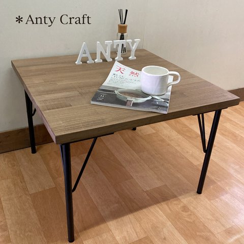 【NEW】鉄脚ローテーブル カフェテーブル アイアン家具 完成品（60×60cm） UN/BK 完成品