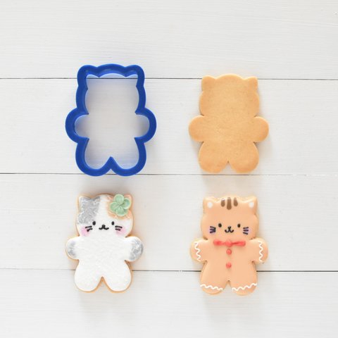 ぺったんこネコ【縦5cm】クッキー型・クッキーカッター