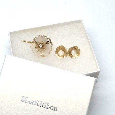 ＊フラワーポニーフック＆ピアス(イヤリング)＊