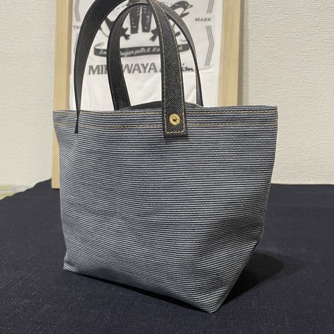 【貴重】三革屋denim トートバッグ デニムレザー 手づくり ハンドメイド