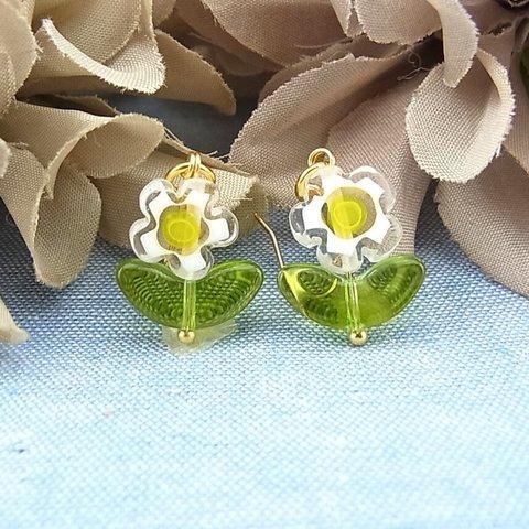 ピアス ミッレフィオーリ お花 ピアス デイジー マーガレット