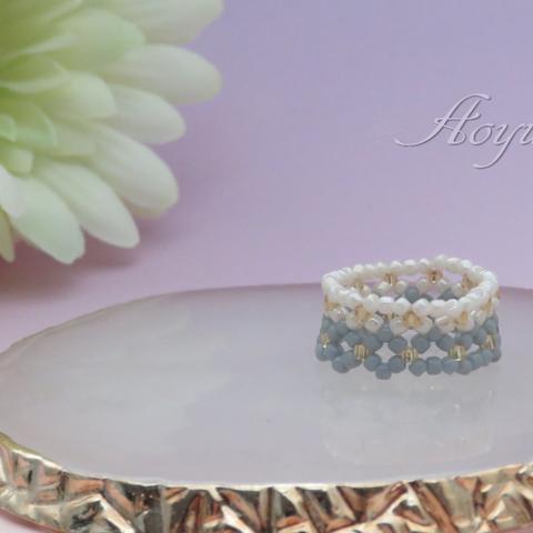 2coler lace ring [gray & white ]