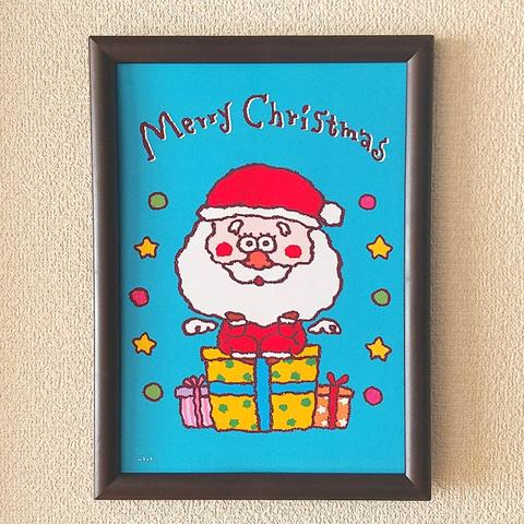 ポップでキュートなサンタさんのクリスマスポスター【A4サイズ】