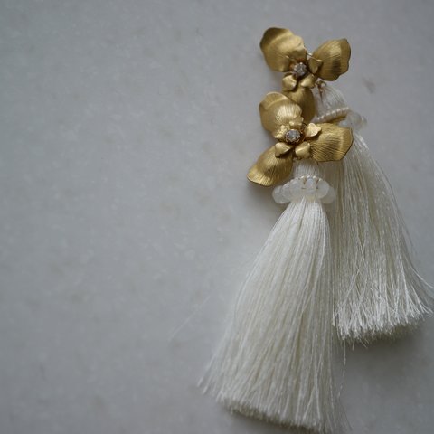   【Vintage accessory】2way ピアス//天然水晶 ヴィンテージ アクセサリー ブライダルアクセサリー ウェディングアクセサリー/flua  ／ヴィンテージ   ウエディング