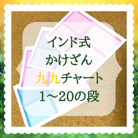 【知育ポスター】かけざん　九九　チャート　インド式　1～20の段