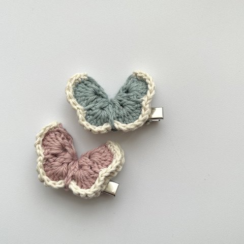 bi-color papillon  ‎hair clip 〈2set〉