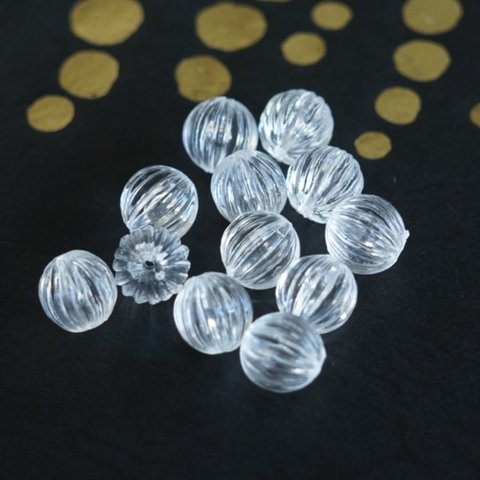  【10個】clear Acrylbeads＊スジ入りデザインアクリルビーズ＊クラック＊アクリルビーズ＊夏