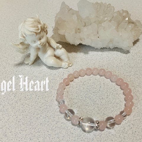 Angel　Heart～天然石　ローズクォーツ＆水晶のブレス