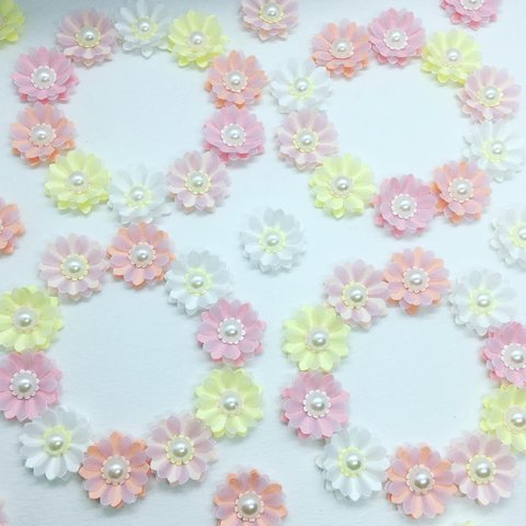 お花シール❁︎35枚❁︎Pearl flower pink×yellow