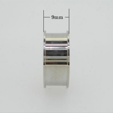 幅9mm 内径14.5mm(約5号) 1溝 ステンレスカラー 指輪(リング） 316Lサージカルステンレス ハンドメイド素材 パーツ エポキシ樹脂粘土 レジン 手作り