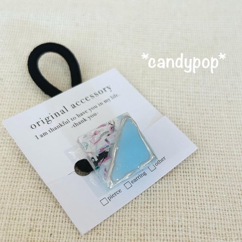 水色❤︎つやつやドライフラワー入りエレガントヘアゴム❤︎candypop