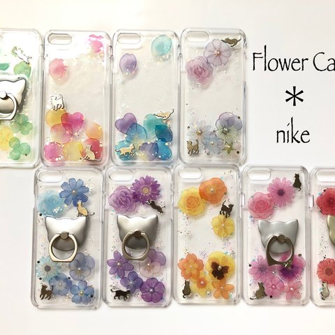 Flower Cat ~ 花猫 スマホケース/iPhoneケース  ＊ オプション スマホリング ほぼ 全機種対応 クリア ハードケース
