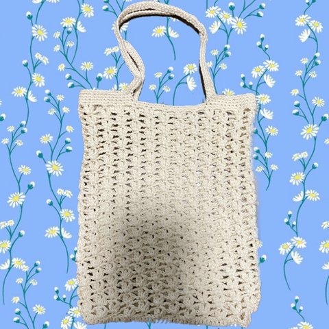 【Flat cotton knit bag】ivory