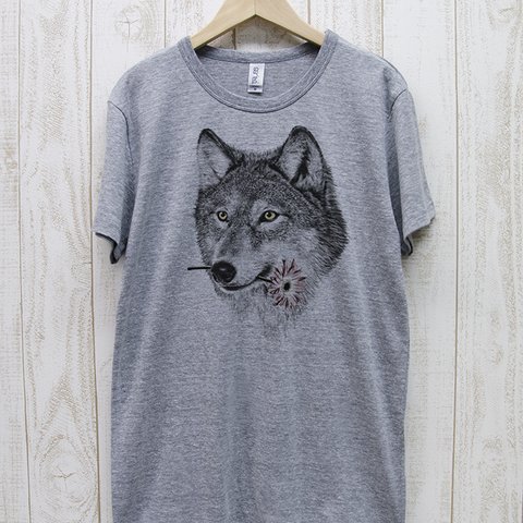 ronronWOLF Tee　Here you go（ヘザーグレー） / R027-TT-GR