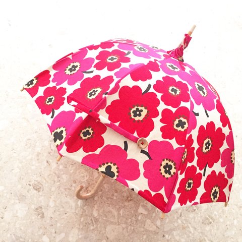 日傘  赤&ピンク フラワー柄