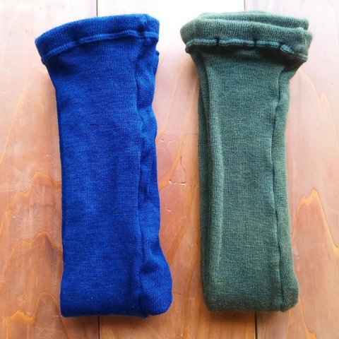 古色×藍染めほんわかwool leggings*草木染めウールレギンス 国産冬スパッツ