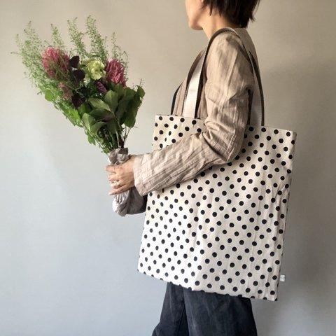 【ぺたんこバッグ】DOT BIG BAG　紺丸