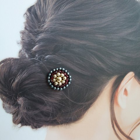 ＜一点物＞まるでティアラ♡シニヨンに挿すだけでバレリーナ気分のヘアコーム♪ブラックスワン