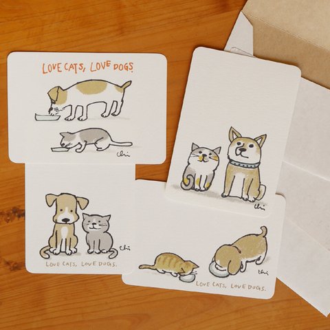 「Love cats,Love dogs.」メッセージカードセット