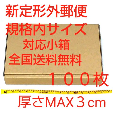 送料無料 定形外郵便用小型ダンボール１００枚：厚さMAX3cm定形外郵便規格内サイズ
