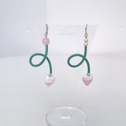 【再販】くねくねポップ Pierces / Earrings -botanical pink-