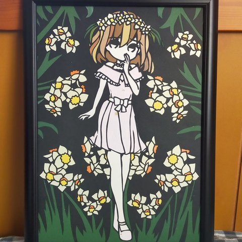 切り絵 十二ノ花-1月スイセン