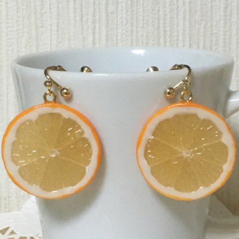 スライスオレンジのイヤリング♪（再販）
