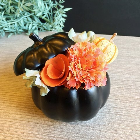 受注制作【大人ハロウィン】black Pumpkin pot