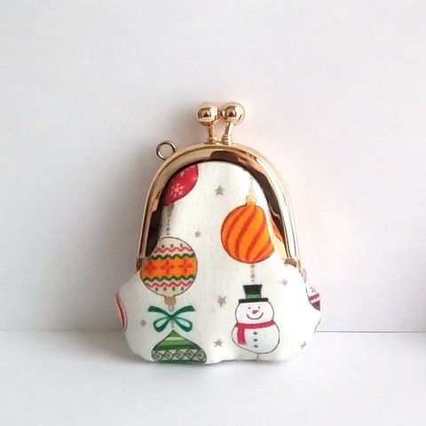 小さいがま口：豆姫：ちっちゃいがま口：littlie purse 374：かわいいがまぐち：小さな財布：雪だるま,バルーン,snowman