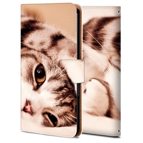 手帳型スマホケース 表面印刷 全機種対応 猫 ネコ CAT アンドロイド