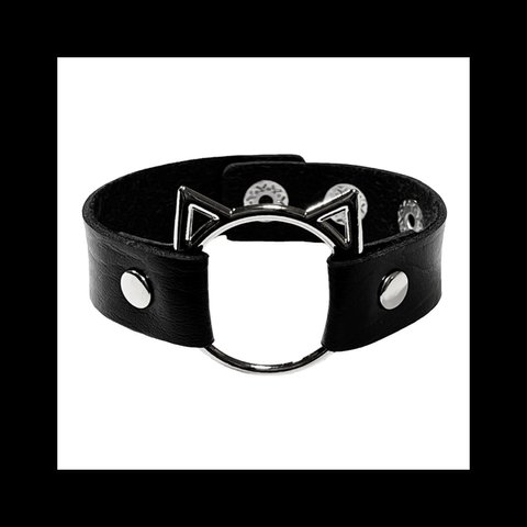 【catring_leather ブレス。】猫 キャット レザー スタッズ ベルト ブレスレット ストリート ピープス パンク ロック ブラック 黒 シルバー ユニセックス Y2K 病みかわいい