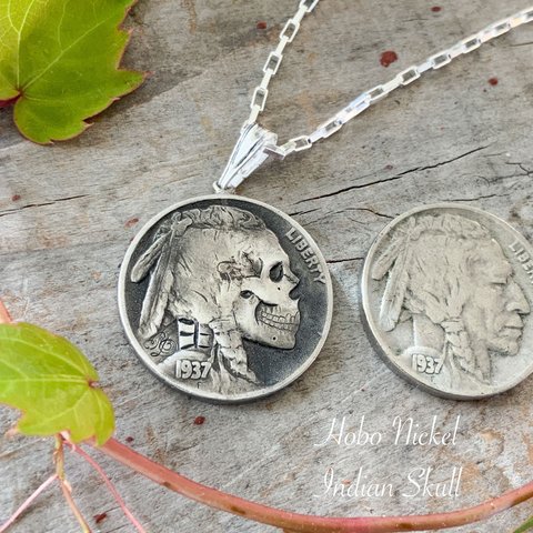 Hobo Nickel インディアン　スカル　コインネックレス