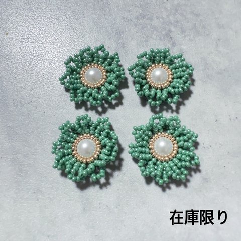 FP09 ハンドメイド　フラワー　お花　ビーズ刺繍　カボション