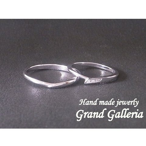 pt900 プラチナ900 V字型 マリッジリング 結婚指輪 ダイヤモンド Grand Galleria