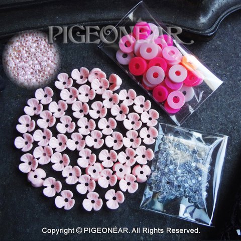 ★限定2花CapBeads6mmSet大入Pink(3capC)