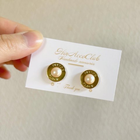 H123.希少！再販なしJapanvintage 一粒ピアス イヤリング アレルギー対応 軽い 小ぶり 大人可愛い 華やか パール ペイトンプレイス PEITONPLEACE ビンテージ ヴィンテージ