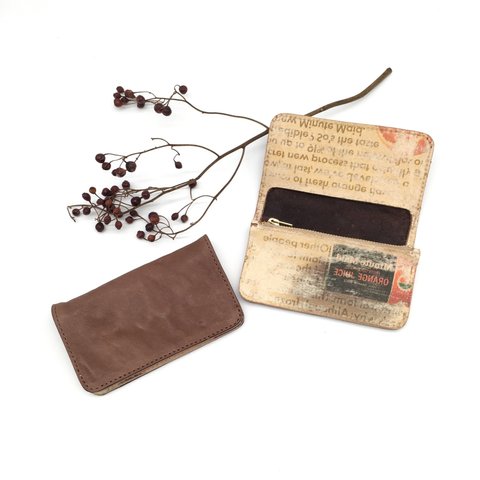 【1945sミニ財布】皺蝋染革 広告柄ミニ財布