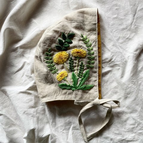 植物刺繍◎ボンネット