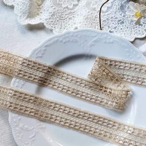 1m 超繊細 幾何学模様 ケミカルレース ブレード BK230207 ハンドメイド 手芸 素材 材料 DIY