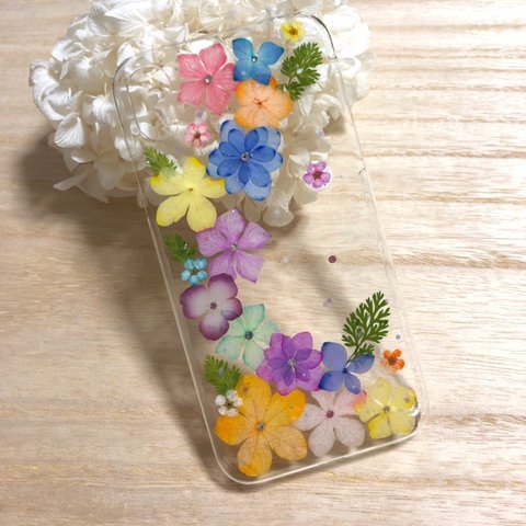 カラフルアジサイ＊お花いっぱいiPhone XRケース ⑪ 