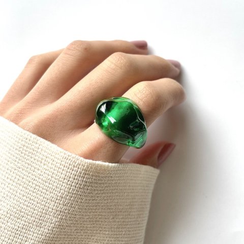 -deep green- ガラス リング glass ring
