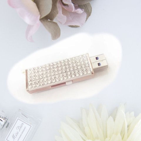 リニューアル【クリスタルUSBメモリ】32GB USBメモリ_SNOW（ホワイト）☆