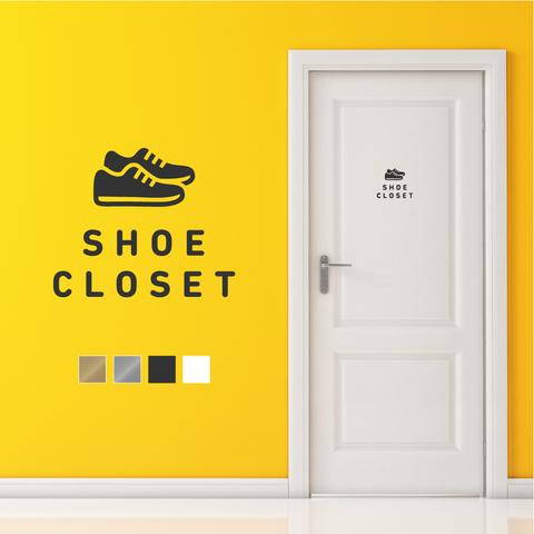 【賃貸でも】SHOE CLOSET ドア サインステッカー│シンプルアイコン│シューズクローゼット ドア用