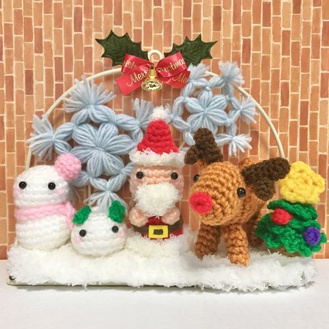 《SALE》サンタとトナカイ達の仲良しクリスマスセット 壁掛け