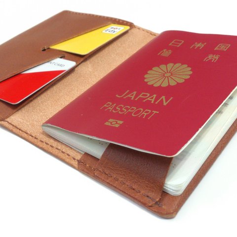 【手縫い/革アップグレード可】シンプル薄型パスポートケース PPC-05br2 Passport Case ヌメ床革 ブラウン系