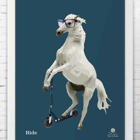北欧カラーバージョン   アートポスター  A4 　アート（イラスト・グラフィック）seiで検索　POP　馬　動物　151-2