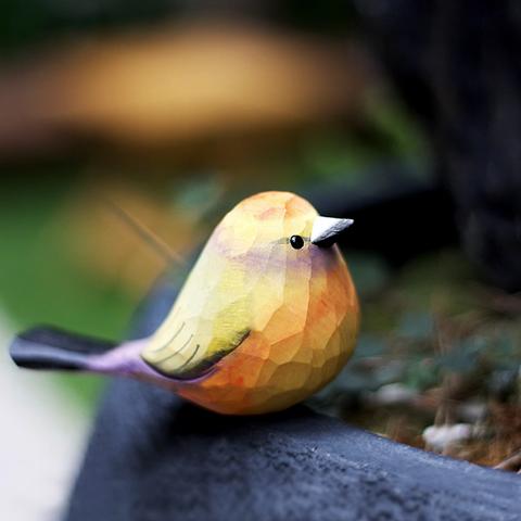 新しいスタイル　小鳥木彫り  鳥のペンダント  肥えた小鳥　木彫り小鳥　小鳥実木 
 誕生日プレゼント手芸実木のデスクトップ飾り  動物木彫  彫刻飾りX5