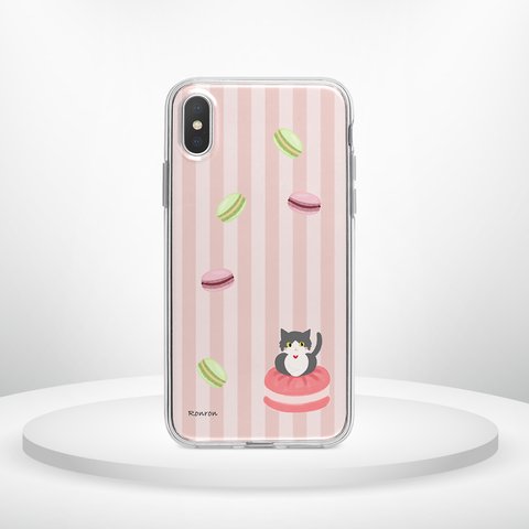 マカロンネコ ピンク Apple iPhoneケース androidケース ハードケース　cat670