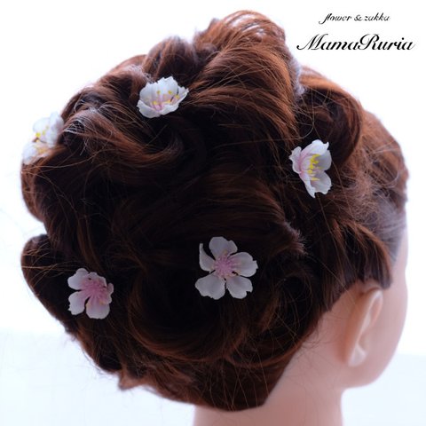 【ヘアアクセサリー　桜パーツ】（アーティフィシャルフラワー使用）髪飾り 成人式　卒業式　ウェディング　ピンク　桜